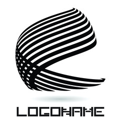 Unusual Logo Design with Stripes. Vector Illustration. 