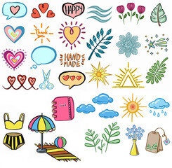 Set of sketch icons for site or mobile application. Vector illustration