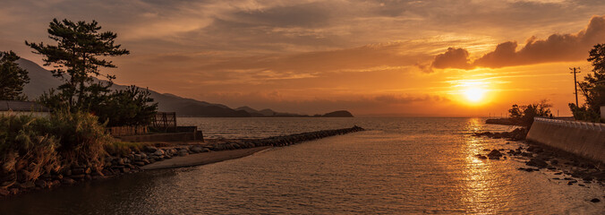 福岡県糸島市深江海岸のサンセット