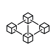 Blockchain technology modern icon, line style. Blockchain is the technology that underlies digital or crypto currencies such as Bitcoin. Vector illustration. Design on white background. EPS 10