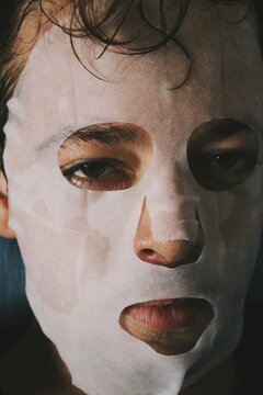 person in full face mask