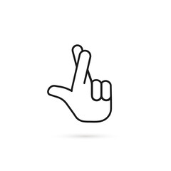 simple crossing fingers thin line icon