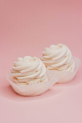 marshmallow confectionery pink background