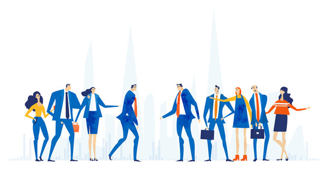Business people having a meeting in the City. Business concept illustration