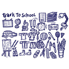 Back to school, doodle sketch and illustration