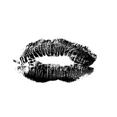 Lips track print. Stamp of mouth isolated on white background. Vector illustration.