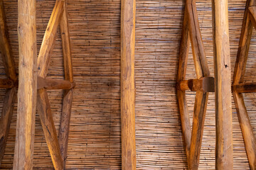 Roof made of cane and wooden beams