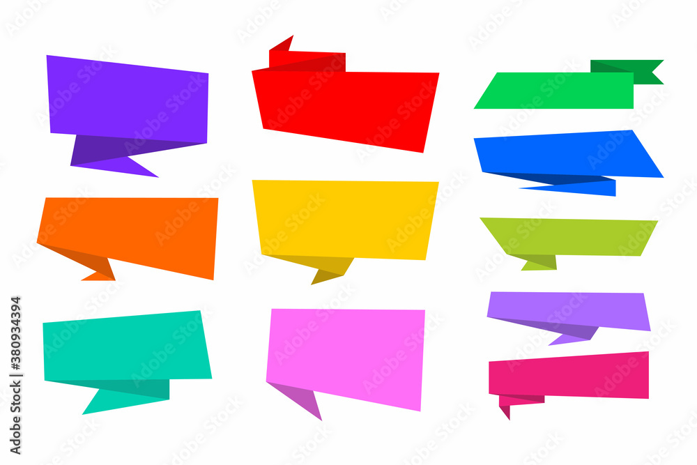 Fototapete set of colorful callout illustration design, flat paper callout with blank space for text template v