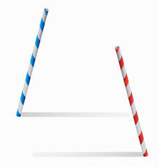 Two striped plastic straws  for a cocktail.