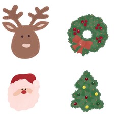 set of christmas elements