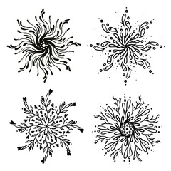 Hand drawn rounded ornaments/mandalas. Vector set.