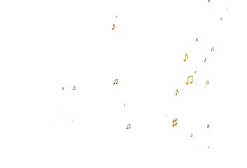 Light Orange vector background with music symbols.