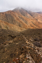 Mountain landscape view from Astronomical viewpoint Sicasumbre (Mirador Astronomico De Sica Sumbre). Fuerteventura. Canary Islands. Spain.