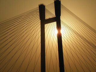 Kolkata Riverfront on the banks of Ganga or Hooghly River, photo taken around sunset time.