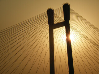 Kolkata Riverfront on the banks of Ganga or Hooghly River, photo taken around sunset time.