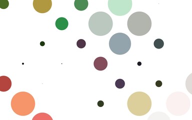 Light Multicolor, Rainbow vector backdrop with dots. Abstract illustration with colored bubbles in nature style. Pattern of water, rain drops.