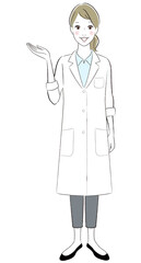 A female doctor wearing lab coat smiling