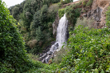 Fototapeta na wymiar the nepi waterfall surrounded by greenery