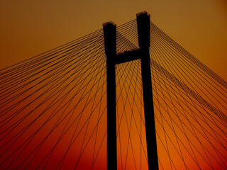 Kolkata Riverfront on the banks of Ganga or Hooghly River, photo taken around sunset time.