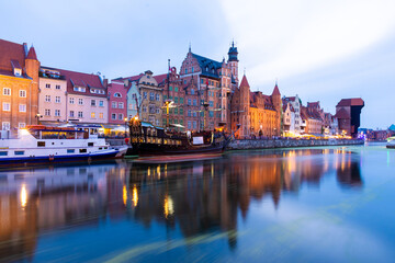 Fototapeta na wymiar Historic Old Town in Gdansk during dusk in Poland