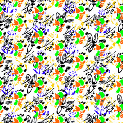 seamless pattern with birds and flowers