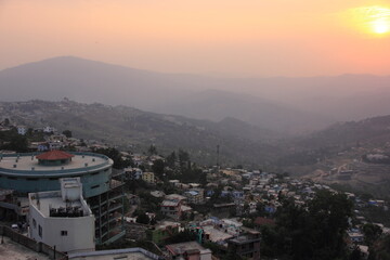 Almora, City view at the time of sunset, Uttrakhand, India