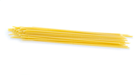 raw spaghetti pasta on white background isolation