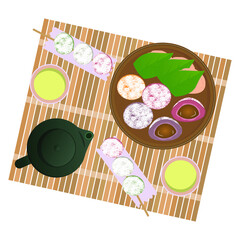 Mid-Autumn Festival. Vector illustration. Japanese food
