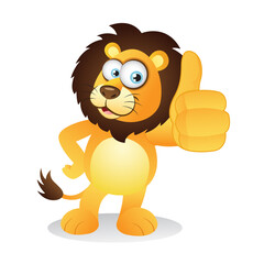 Obraz premium Cartoon Lion showing a thumbs up gesture