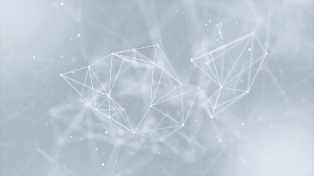 Abstract Loop polygonal space low poly Clean White background with connecting dots and lines. Connection structure. Digital Science Research and Medical Technology Connection.