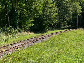Fototapeta premium Rail de chemin de fer du train touristique d'Abreschviller en Moselle. France