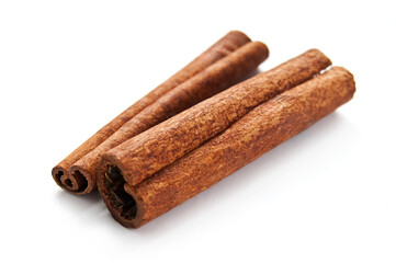 Cinnamon sticks on the white background