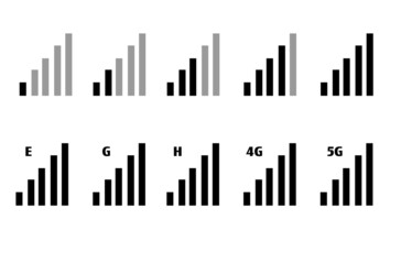 Fototapeta premium Wifi internet connection vector icon set of 4G, 5G and mobile data connection for mobile phone or computer connection strength.