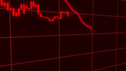 Candles of the stock market, price falls. Falling prices of securities. Loss of assets in equities stock. Decreasing trend showing unsuccessful performance and losses failure due to economic crisis