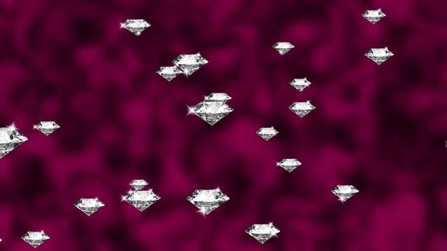 Slow Falling of Diamonds gem jewelry 3D Loop Animation green Screen Background. Event, Concert, title, presentation, DVD, Music Video art, Holiday Show, Party, Luxurious, gems, Glamour, Fashion