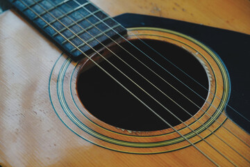 Obraz premium close up of guitar, concept of music and holiday