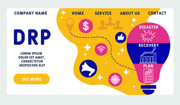 Vector website design template . DRP - Disaster Recovery Plan, business concept. illustration for website banner, marketing materials, business presentation, online advertising. 