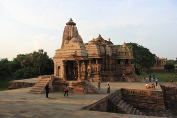 Fototapeta premium Khajuraho Group of Monuments, Hindu temples and Jain temples in Chhatarpur district, Madhya Pradesh, India, Nagra style architecture, UNESCO World Heritage Site.