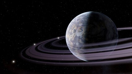 beautiful space background, starry sky, planet in space, exoplanet, another earth, mini-earth, fantastic planet 3d render © Aleksandr