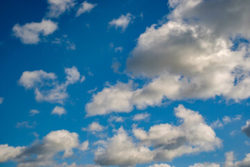 Naklejka na ściany i meble Blue sky background with a tiny clouds