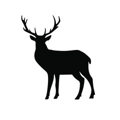 Deer vector illustration silhouette black.