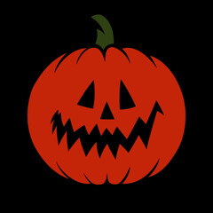 jack o lantern/ Cartoon Halloween pumpkin with happy face on black background/ Vector illustration