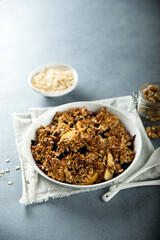 Traditional homemade fruit crumble with oats