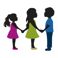children, two girls and boy,  vector