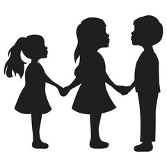 children, two girls and boy,  vector