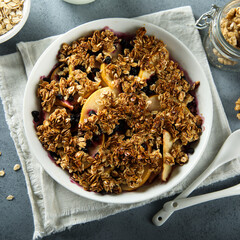 Traditional homemade fruit crumble with oats