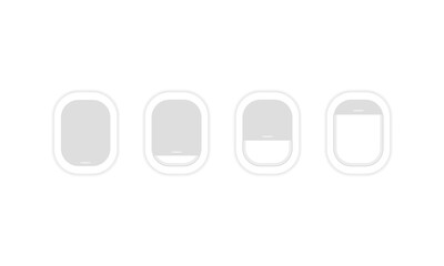 Airplane window icon set. Travel, tourism, journey. Plane. Vector on isolated white background. EPS 10
