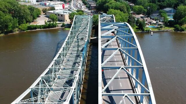 Aerial view of the Lachapelle bridge in Canada