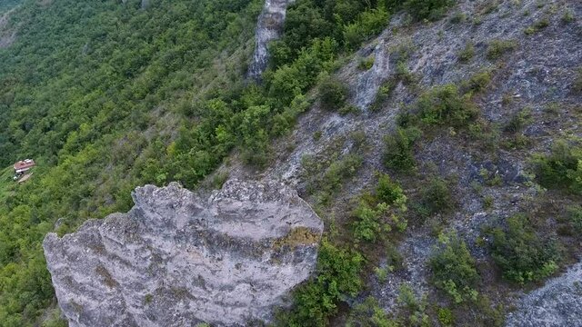 Aerial footage of the Zemen Gorge in Bulgaria.