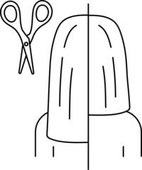 line icon, hair cut in short